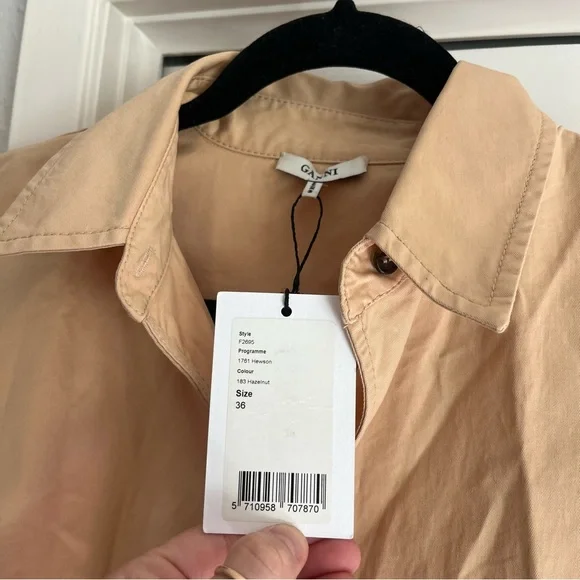 GANNI NWT Hewson Cotton-blend Twill Wrap Top - Picture 8 of 10